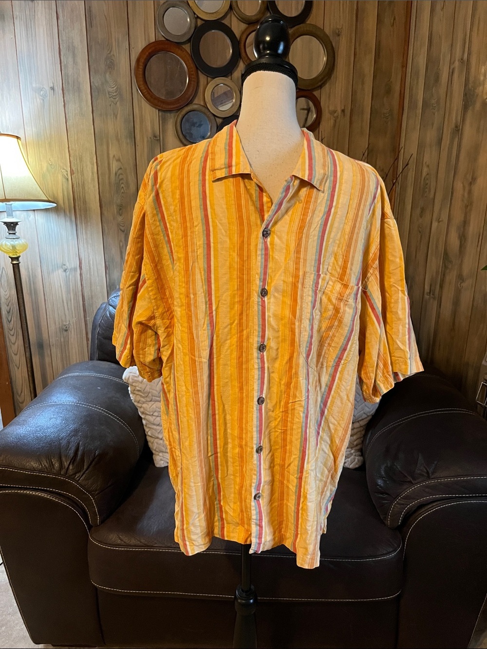 Tommy Bahama Cruisin The Stripe Islander Button Down Vacay Beach Resort
